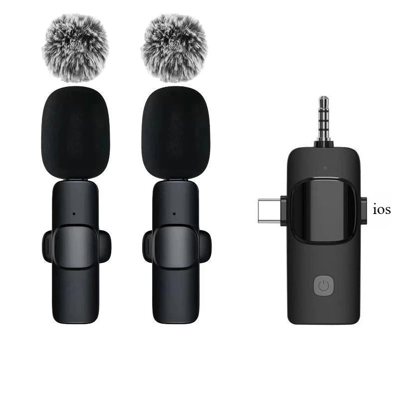 Basix 2.4G Wireless Lavalier Microphone Portable Audio Video Recording Mini Mic for iPhone Android Live Broadcast Gaming Phone