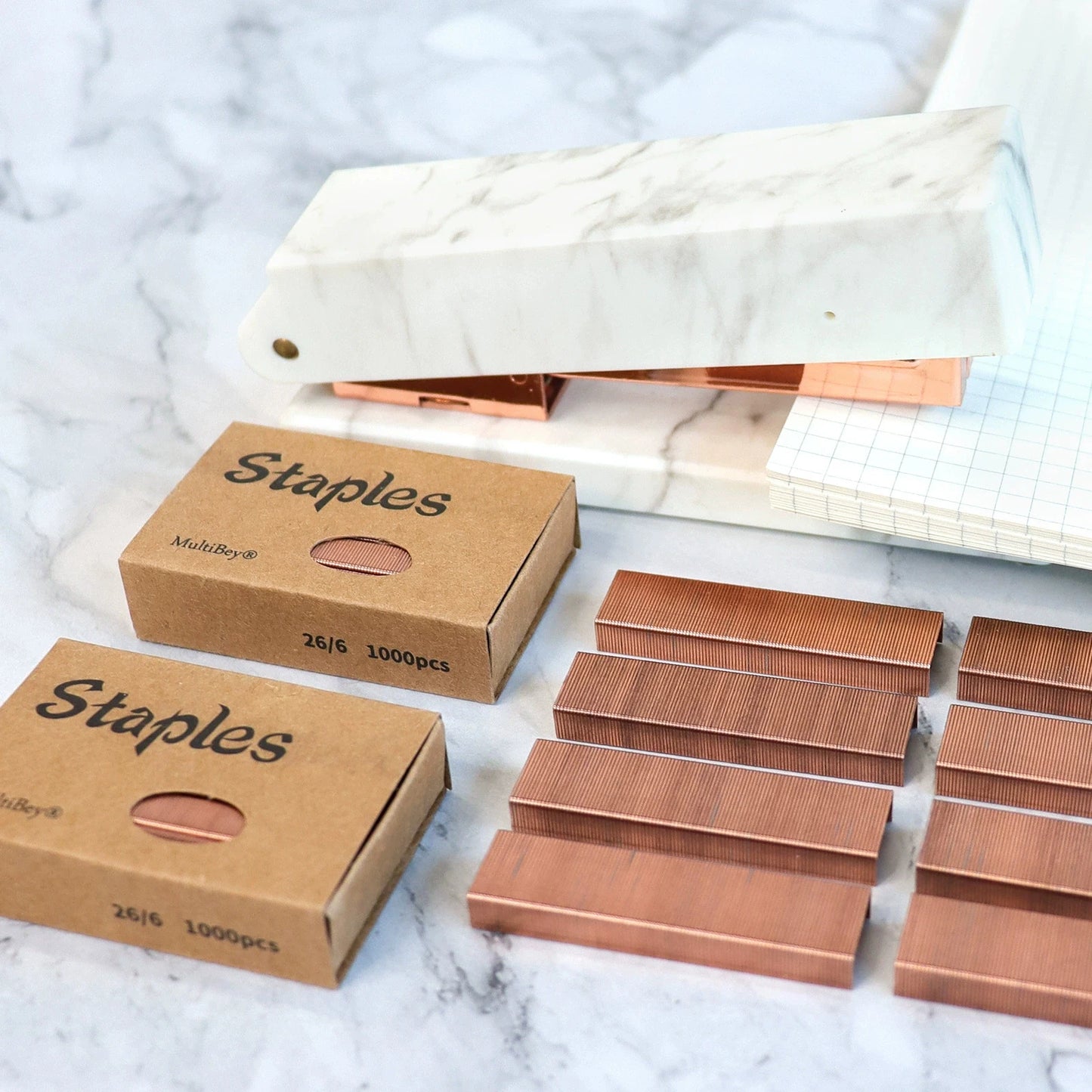 1000Pcs/Box Rose Gold Metal Office Standard Stapler Staples 26 / 6 Binding Machine School Supplies Accessories