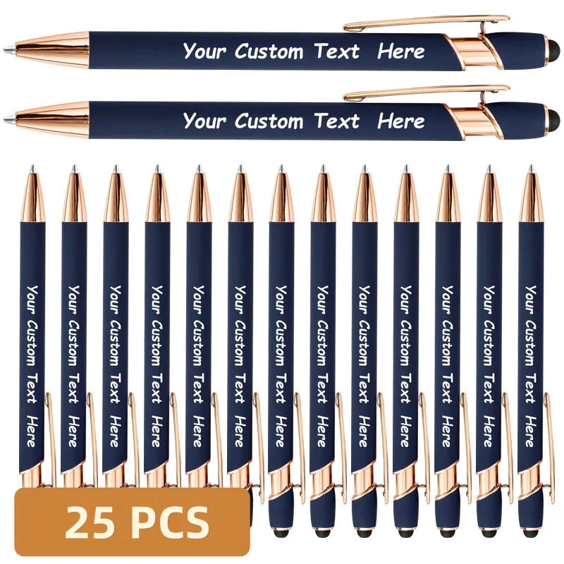 25PCS Personalized Metal Ballpoint Pens Set Customizable Multifunctional Writing Tools for School Office Ideal Gifts Set