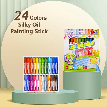 4/12/18/24Colors Art Drawing Set Multicolor Crayons Kid Graffiti Brush Student Oil Painting Stick Suit School Art Supplies