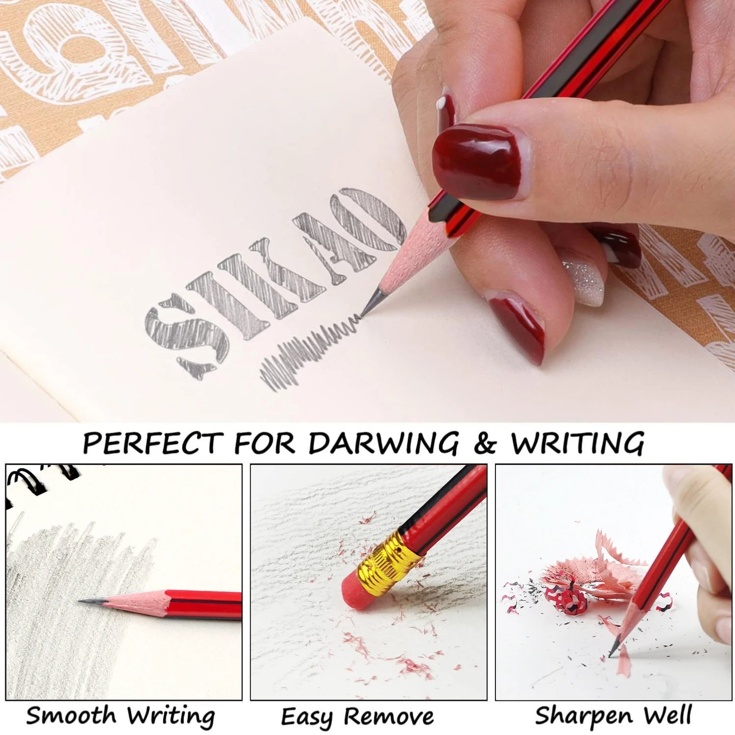 30/50/100pcs /Lot Sketch Pencil Wooden Lead Pencils HB Pencil With Eraser Children Drawing Pencil School Writing Stationery