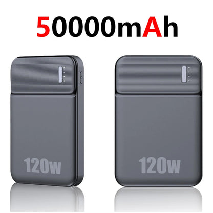 Lenovo 120W 50000mAh Power Bank Portable Thinner Fast Charging External Battery Charger For iPhone 17 Pro Max For Samsung New