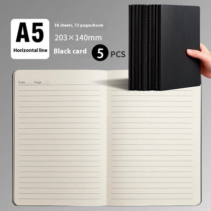 1/5pc Kraft Paper Cover Notebook A5 36sheets Retro Black Horizontal Line Drawing Student Notebook Sketch Book Cardboard Painting