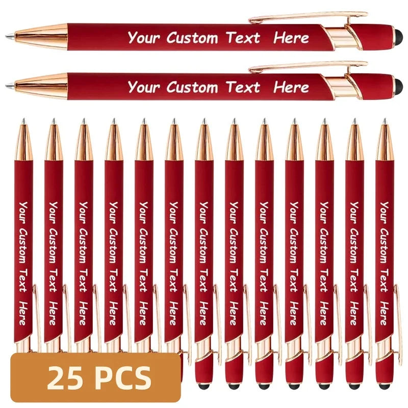 25PCS Personalized Metal Ballpoint Pens Set Customizable Multifunctional Writing Tools for School Office Ideal Gifts Set
