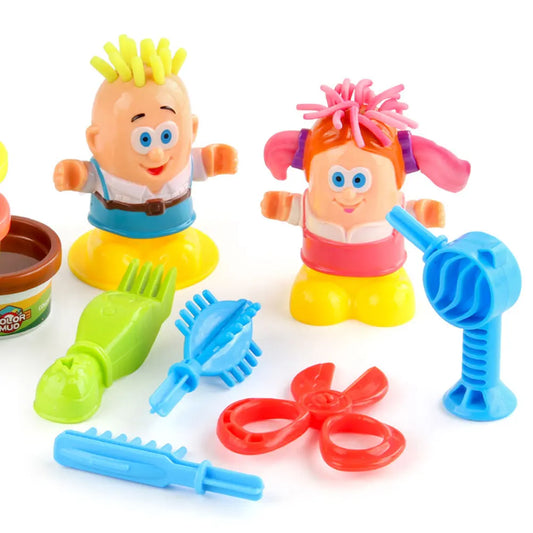 Colored Clay Barber Toys For Kids Pretend Play Hair Salon Set Air Dry Modeling Clay Kids Toy Barber Set Boys Girls Clays Doughs