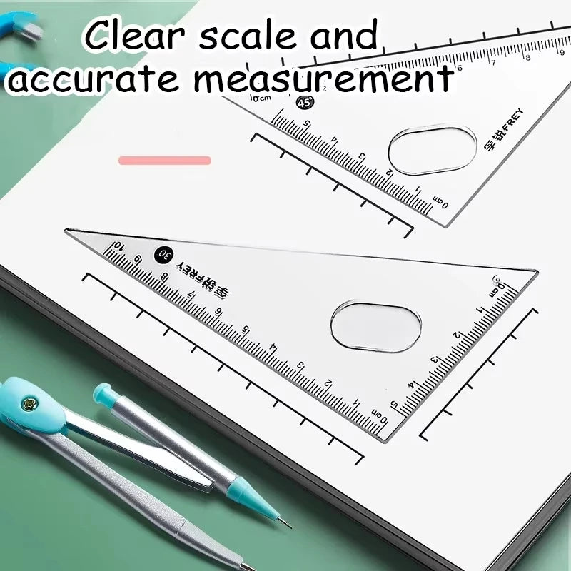 Math Geometry Set with Iron Box Student Exam Drawing Tools Compasses Rulers Triangles Protractor School Supplies for Students