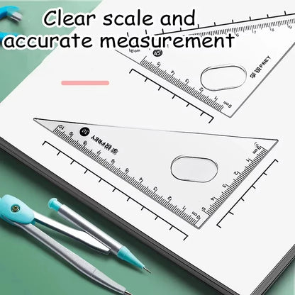 Math Geometry Set with Iron Box Student Exam Drawing Tools Compasses Rulers Triangles Protractor School Supplies for Students