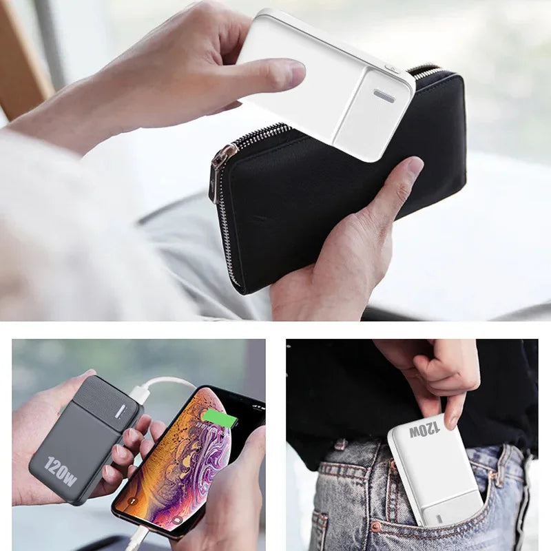 Lenovo 120W 50000mAh Power Bank Portable Thinner Fast Charging External Battery Charger For iPhone 17 Pro Max For Samsung New