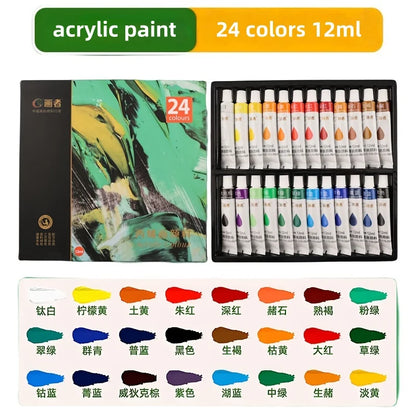 Acrylic paint set, 12/18/24/36 colors - 0.41 ounces tubes, artist-grade non-toxic paints, rich in colors, suitable for rocks, ca
