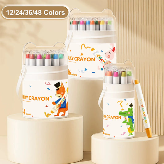 12/24/36/48 Color Silky Twistable Crayons,Washable Art Supplies, Multicultural Pastel Gel Crayons,Easy Grip Coloring Gift
