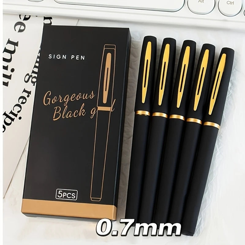 5pcs Large Capacity Gold Metal Pen Clips, 0.5mm/0.7mm/1.0mm, Multiple Specifications, Ink Signature Pens, Office Gel Pens