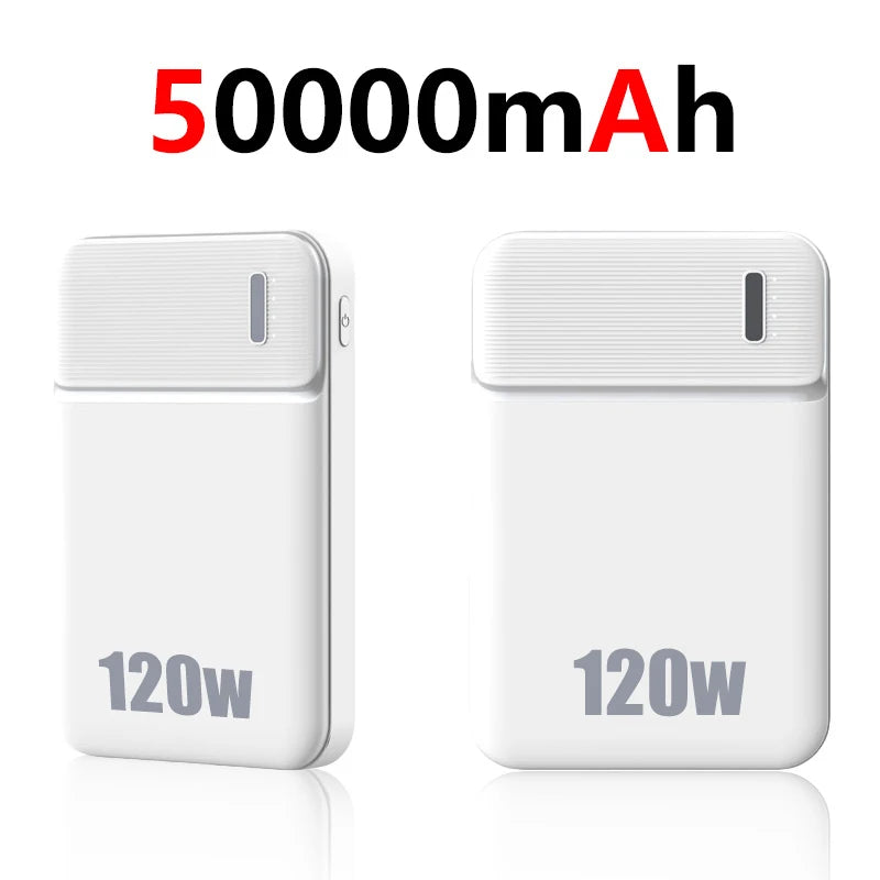 Lenovo 120W 50000mAh Power Bank Portable Thinner Fast Charging External Battery Charger For iPhone 17 Pro Max For Samsung New