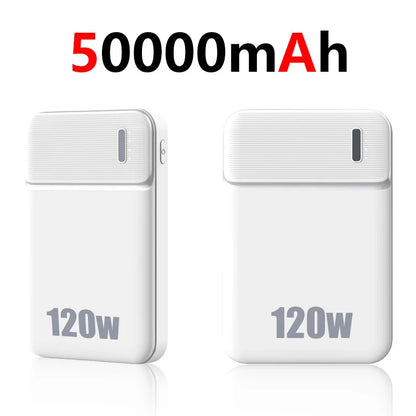 Lenovo 120W 50000mAh Power Bank Portable Thinner Fast Charging External Battery Charger For iPhone 17 Pro Max For Samsung New