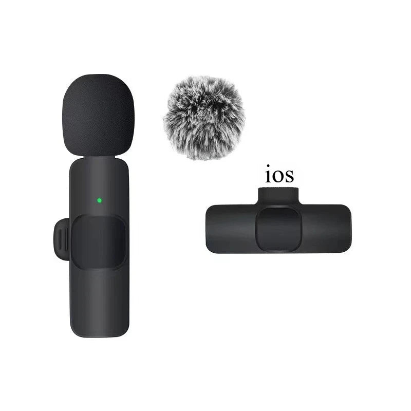 Basix 2.4G Wireless Lavalier Microphone Portable Audio Video Recording Mini Mic for iPhone Android Live Broadcast Gaming Phone