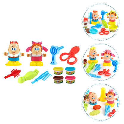 Colored Clay Barber Toys For Kids Pretend Play Hair Salon Set Air Dry Modeling Clay Kids Toy Barber Set Boys Girls Clays Doughs