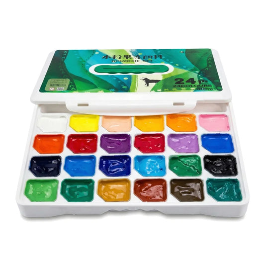 Marie's 24 Colors Jelly Gouache Paint Set Art Beginner Concentrated Gouache Paint 30ML Replaceable Pack Gouache Refill