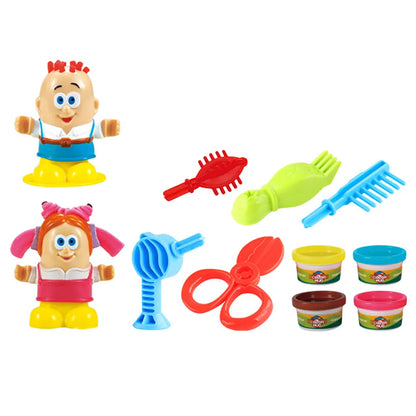 Colored Clay Barber Toys For Kids Pretend Play Hair Salon Set Air Dry Modeling Clay Kids Toy Barber Set Boys Girls Clays Doughs