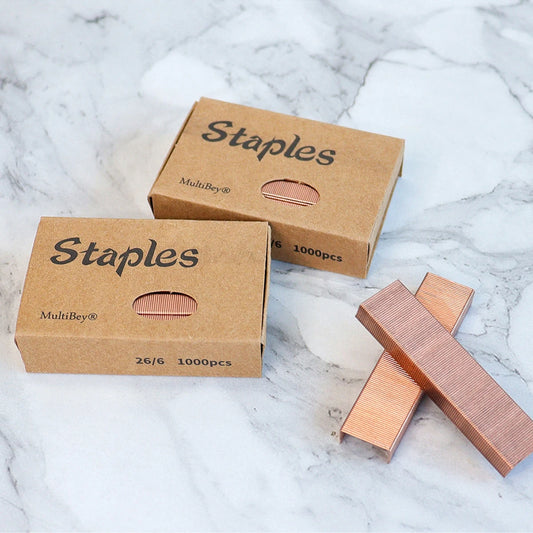 1000Pcs/Box Rose Gold Metal Office Standard Stapler Staples 26 / 6 Binding Machine School Supplies Accessories