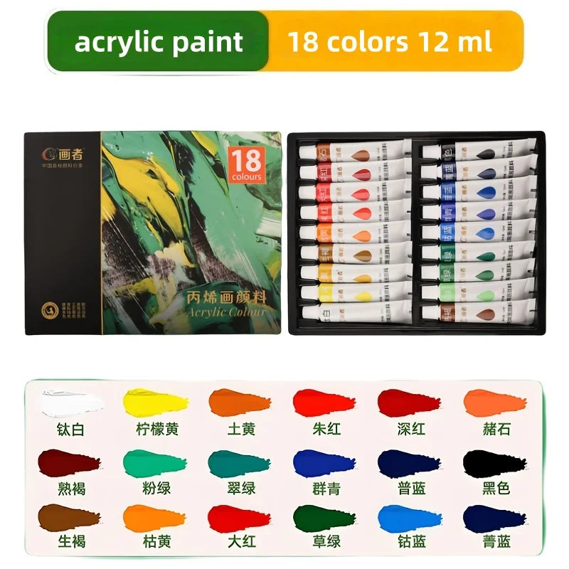 Acrylic paint set, 12/18/24/36 colors - 0.41 ounces tubes, artist-grade non-toxic paints, rich in colors, suitable for rocks, ca