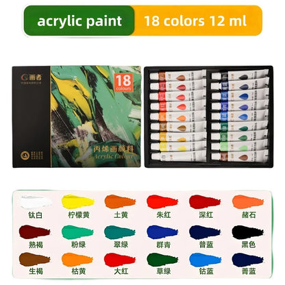 Acrylic paint set, 12/18/24/36 colors - 0.41 ounces tubes, artist-grade non-toxic paints, rich in colors, suitable for rocks, ca