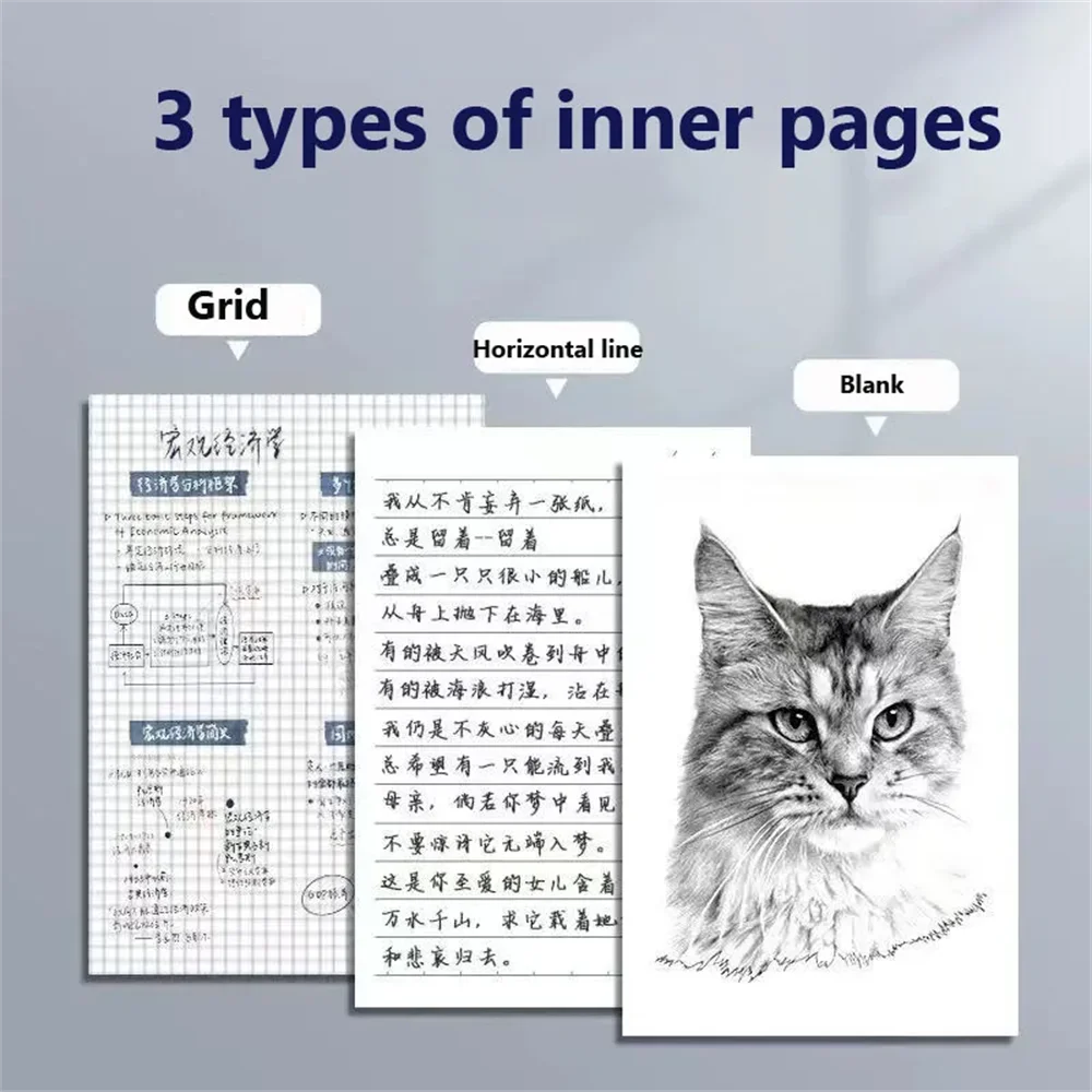 A6 Pocket Thickened Notebook 256 Pages 128 Sheets Line Blank Grid Inner Pages Kraft Paper Cover Small Notepad Book