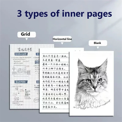 A6 Pocket Thickened Notebook 256 Pages 128 Sheets Line Blank Grid Inner Pages Kraft Paper Cover Small Notepad Book