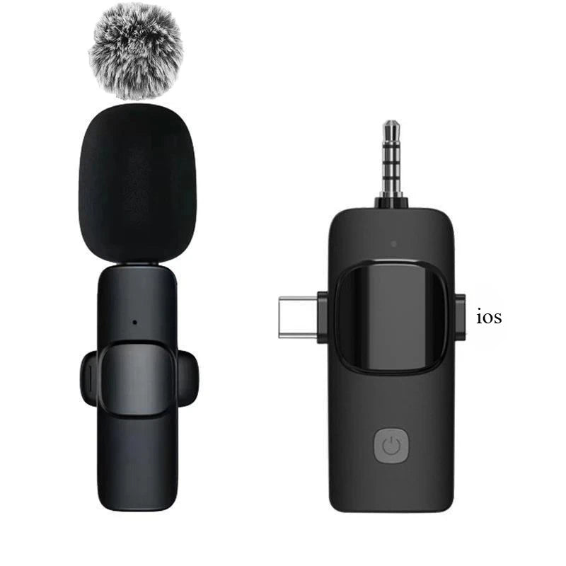 Basix 2.4G Wireless Lavalier Microphone Portable Audio Video Recording Mini Mic for iPhone Android Live Broadcast Gaming Phone