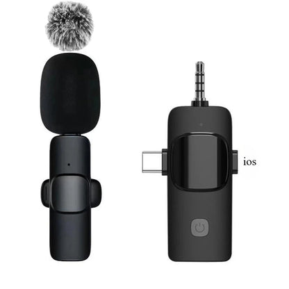 Basix 2.4G Wireless Lavalier Microphone Portable Audio Video Recording Mini Mic for iPhone Android Live Broadcast Gaming Phone