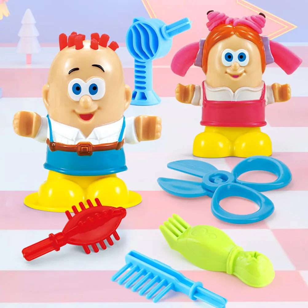 Colored Clay Barber Toys For Kids Pretend Play Hair Salon Set Air Dry Modeling Clay Kids Toy Barber Set Boys Girls Clays Doughs