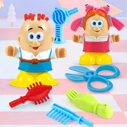 Colored Clay Barber Toys For Kids Pretend Play Hair Salon Set Air Dry Modeling Clay Kids Toy Barber Set Boys Girls Clays Doughs