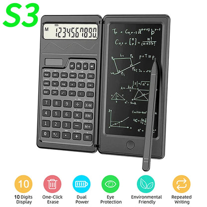 VAORLO 2 IN 1 Foldable Scientific Calculators With 6 Inch Writing Tablet Digital Drawing Pad Graphing For Office Business School