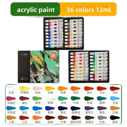 Acrylic paint set, 12/18/24/36 colors - 0.41 ounces tubes, artist-grade non-toxic paints, rich in colors, suitable for rocks, ca