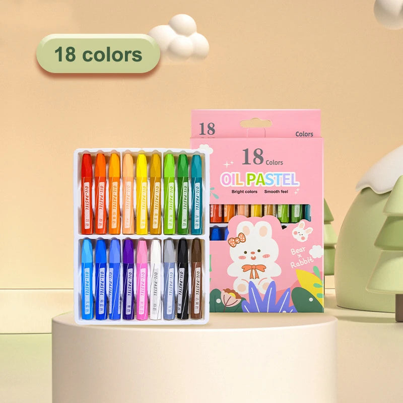 4/12/18/24Colors Art Drawing Set Multicolor Crayons Kid Graffiti Brush Student Oil Painting Stick Suit School Art Supplies