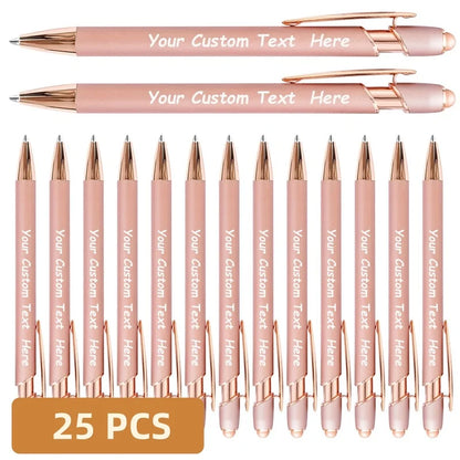 25PCS Personalized Metal Ballpoint Pens Set Customizable Multifunctional Writing Tools for School Office Ideal Gifts Set