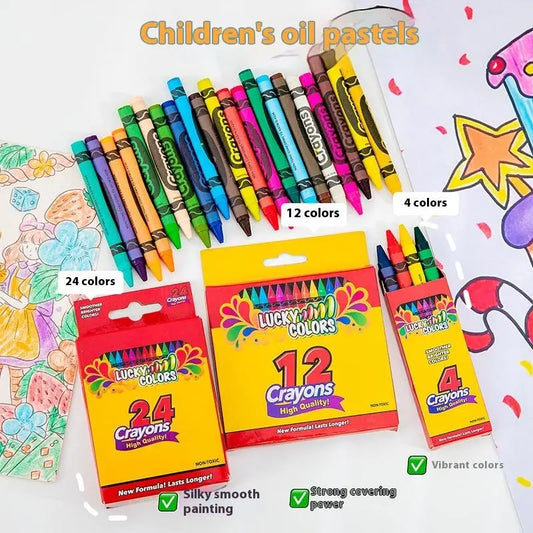 4/12/18/24Colors Art Drawing Set Multicolor Crayons Kid Graffiti Brush Student Oil Painting Stick Suit School Art Supplies