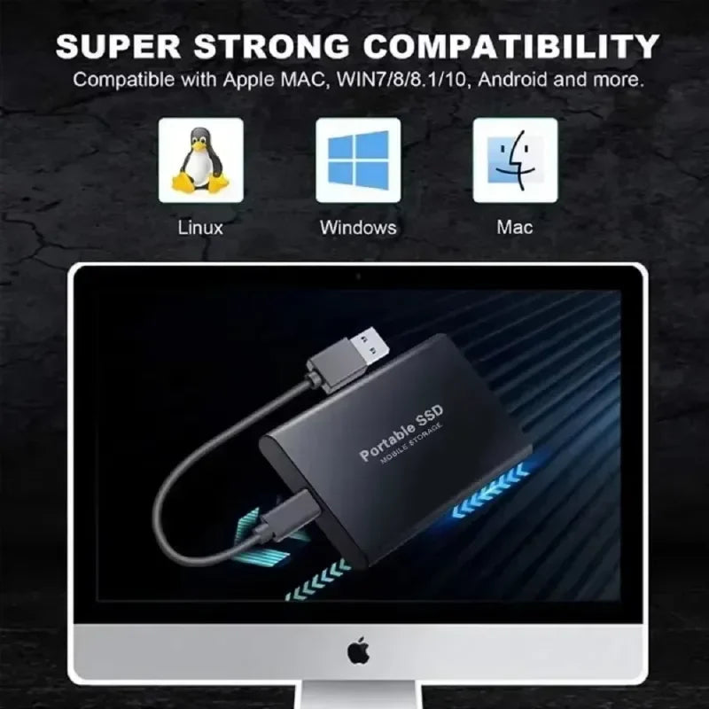 Portable SSD 1TB Original External Hard Drive 2TB High Speed Solid Disk 16TB Mass Storage Drive USB3.2 for Phone/Loptop/Mac/PC