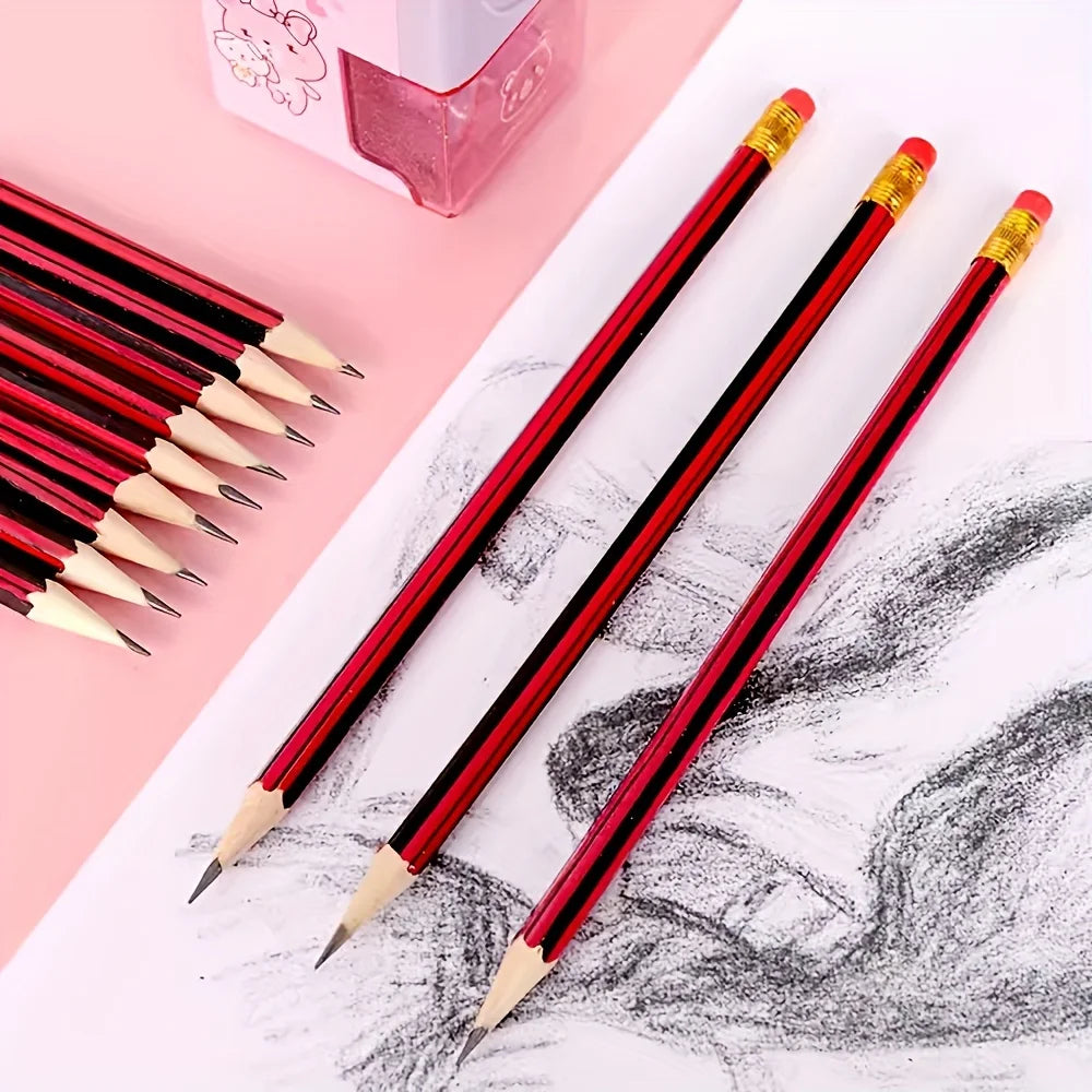 30/50/100pcs /Lot Sketch Pencil Wooden Lead Pencils HB Pencil With Eraser Children Drawing Pencil School Writing Stationery