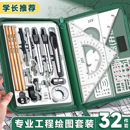 Student Geometry Set Multifunctional Drawing Template Professional Drafting Tools with Ruler Protractor Compass