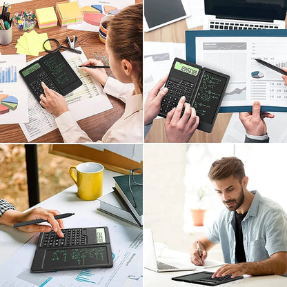 VAORLO 2 IN 1 Foldable Scientific Calculators With 6 Inch Writing Tablet Digital Drawing Pad Graphing For Office Business School