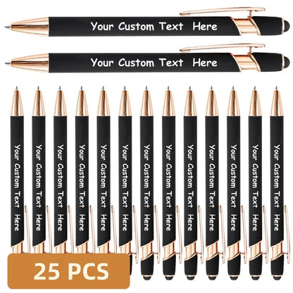 25PCS Personalized Metal Ballpoint Pens Set Customizable Multifunctional Writing Tools for School Office Ideal Gifts Set