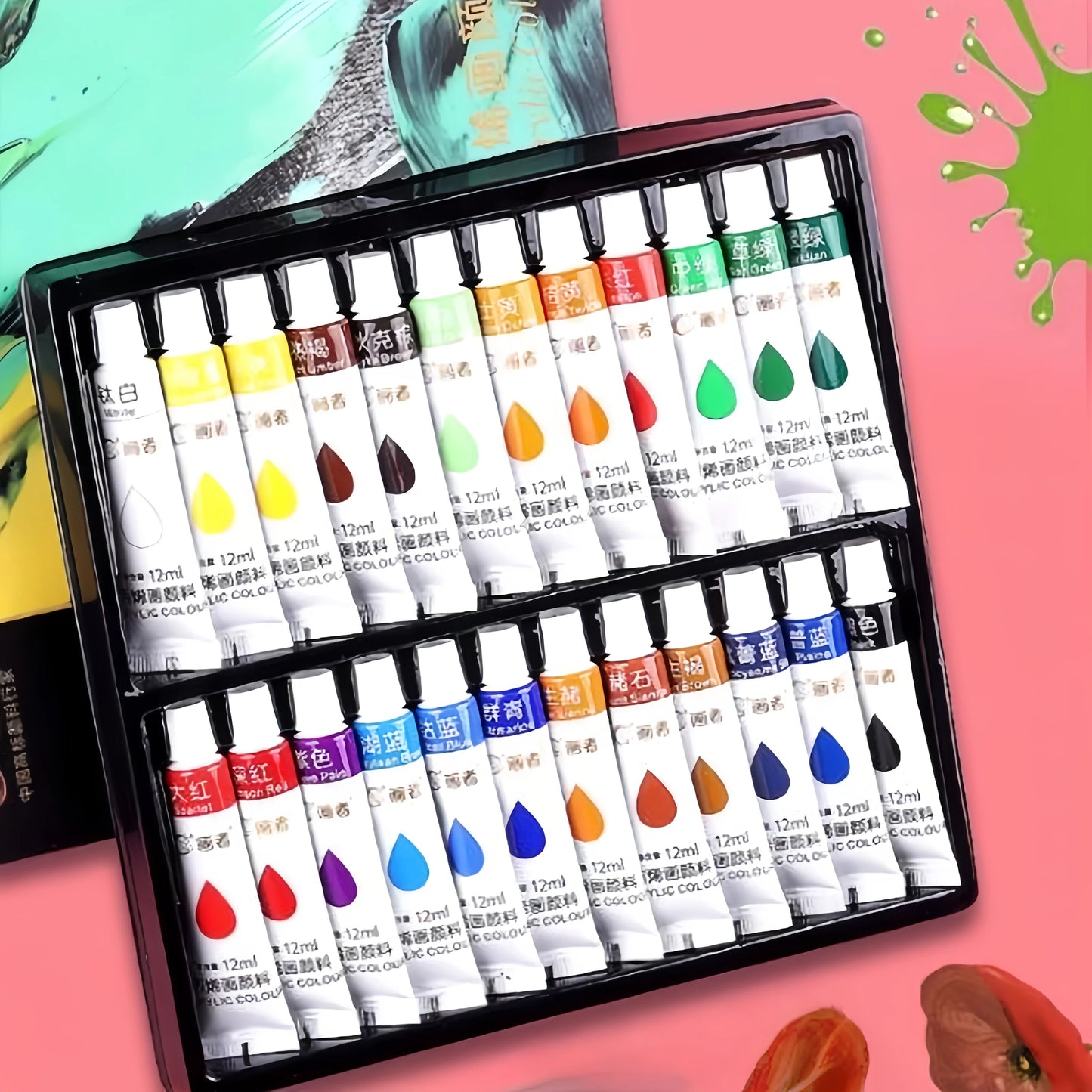 Acrylic paint set, 12/18/24/36 colors - 0.41 ounces tubes, artist-grade non-toxic paints, rich in colors, suitable for rocks, ca
