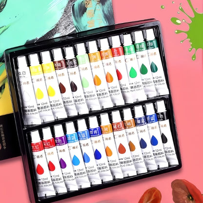 Acrylic paint set, 12/18/24/36 colors - 0.41 ounces tubes, artist-grade non-toxic paints, rich in colors, suitable for rocks, ca