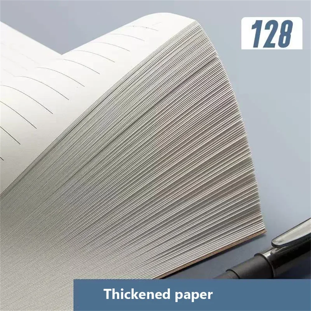 A6 Pocket Thickened Notebook 256 Pages 128 Sheets Line Blank Grid Inner Pages Kraft Paper Cover Small Notepad Book