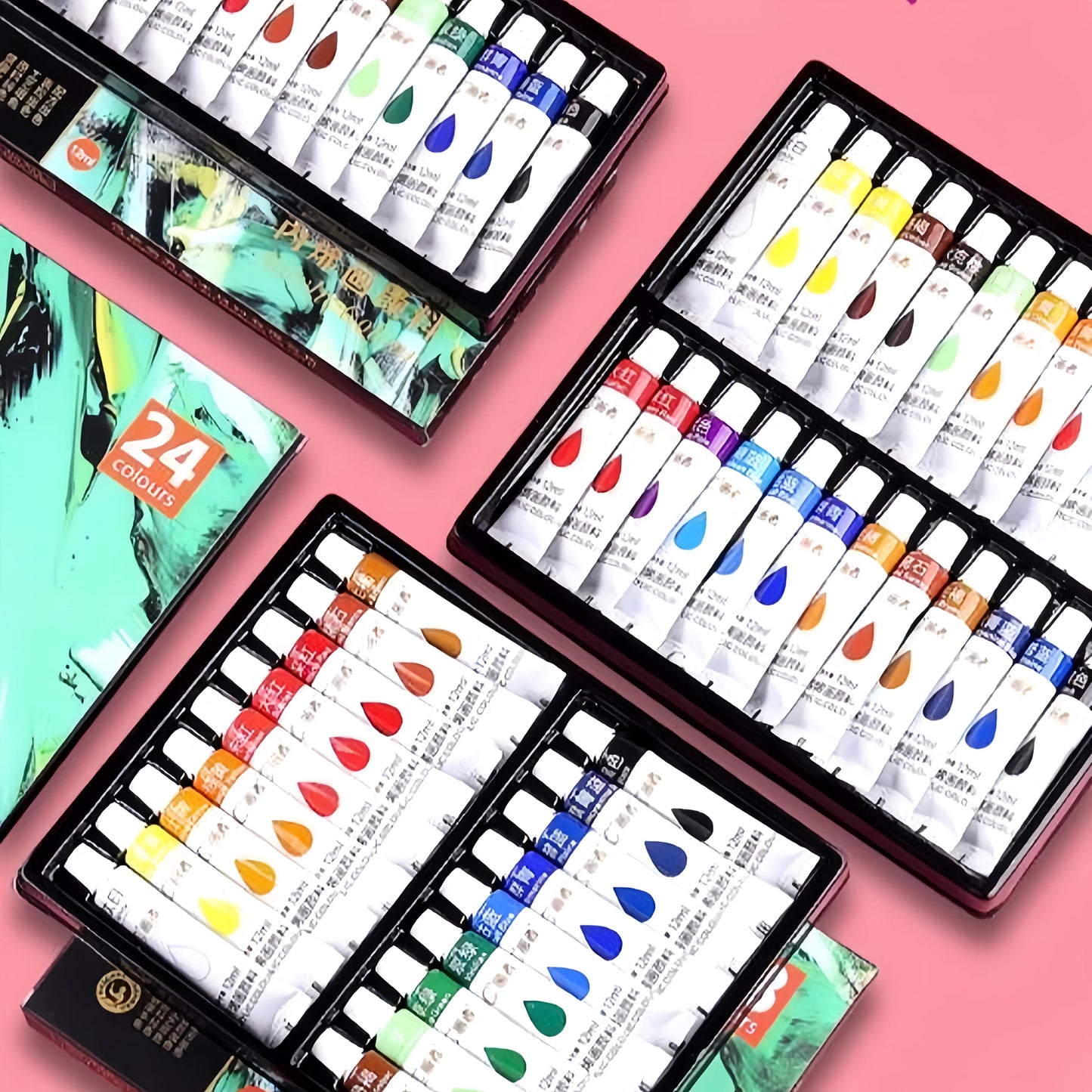 Acrylic paint set, 12/18/24/36 colors - 0.41 ounces tubes, artist-grade non-toxic paints, rich in colors, suitable for rocks, ca