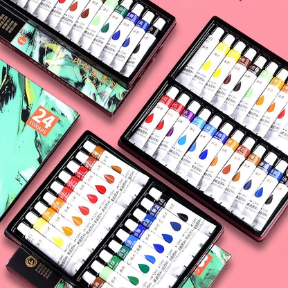 Acrylic paint set, 12/18/24/36 colors - 0.41 ounces tubes, artist-grade non-toxic paints, rich in colors, suitable for rocks, ca