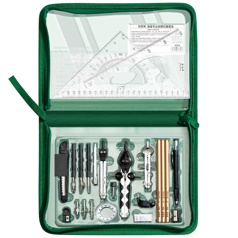 Student Geometry Set Multifunctional Drawing Template Professional Drafting Tools with Ruler Protractor Compass