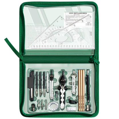 Student Geometry Set Multifunctional Drawing Template Professional Drafting Tools with Ruler Protractor Compass