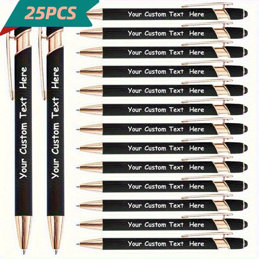25PCS Personalized Metal Ballpoint Pens Set Customizable Multifunctional Writing Tools for School Office Ideal Gifts Set