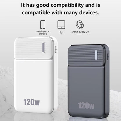 Lenovo 120W 50000mAh Power Bank Portable Thinner Fast Charging External Battery Charger For iPhone 17 Pro Max For Samsung New