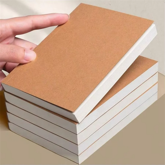 A6 Pocket Thickened Notebook 256 Pages 128 Sheets Line Blank Grid Inner Pages Kraft Paper Cover Small Notepad Book